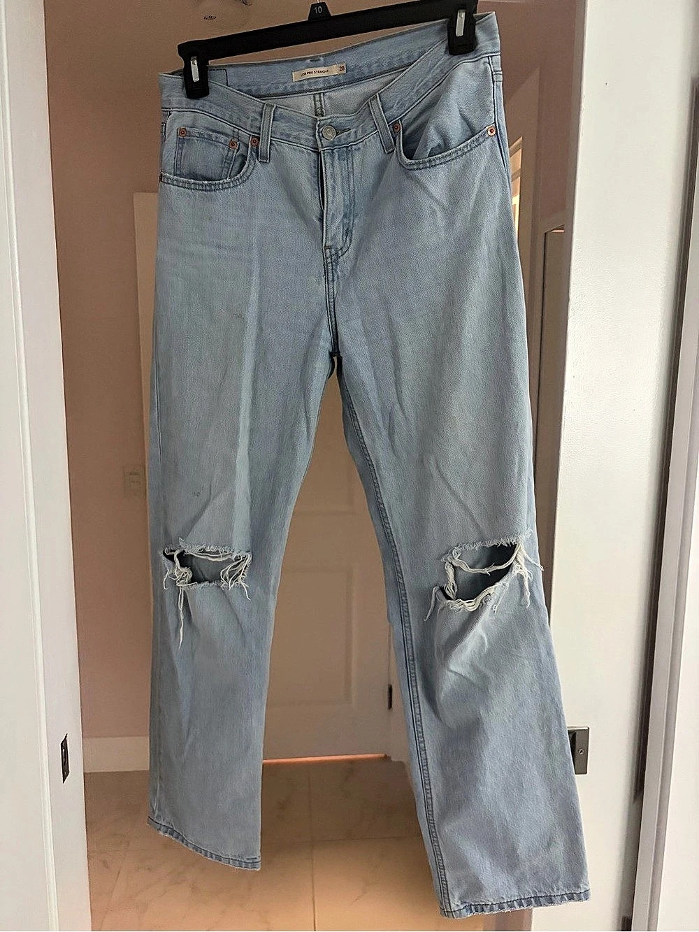 Levi's Low Pro Straight Distressed Straight Leg Jeans - Size 28